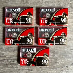 VTG Maxell UR 90 Normal Bias Cassette Tapes – Sealed Lot of‎ 5 – IEC Type I